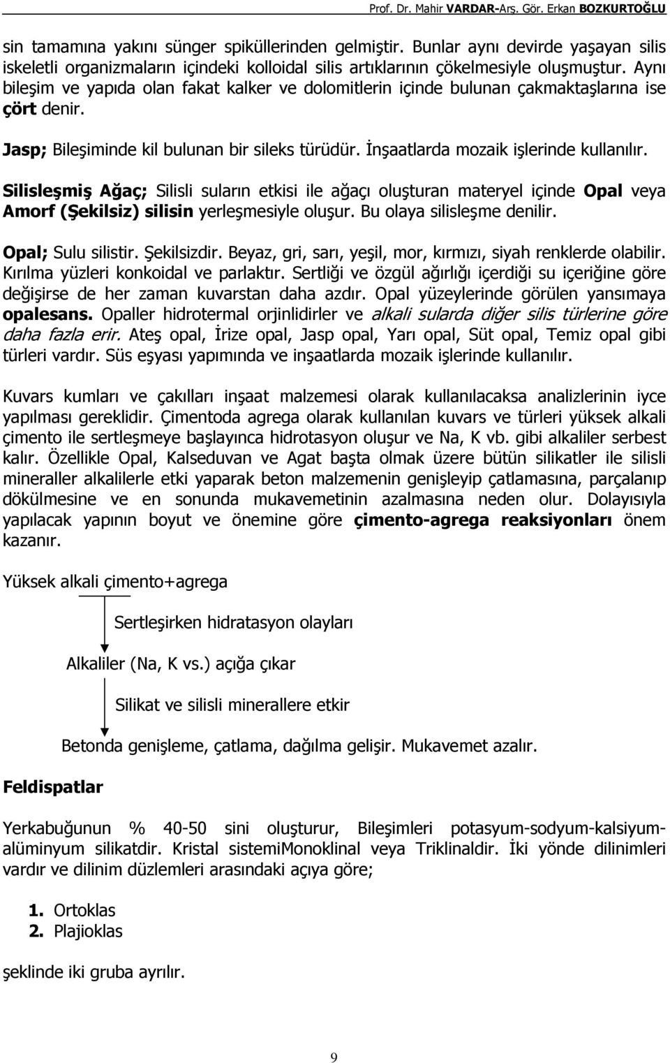 Silisleşmiş Ağaç; Silisli suların etkisi ile ağaçı oluşturan materyel içinde Opal veya Amorf (Şekilsiz) silisin yerleşmesiyle oluşur. Bu olaya silisleşme denilir. Opal; Sulu silistir. Şekilsizdir.