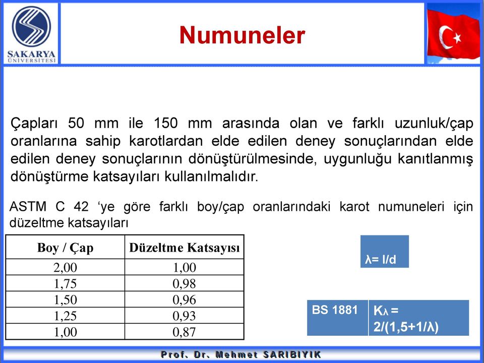 katsayıları kullanılmalıdır.