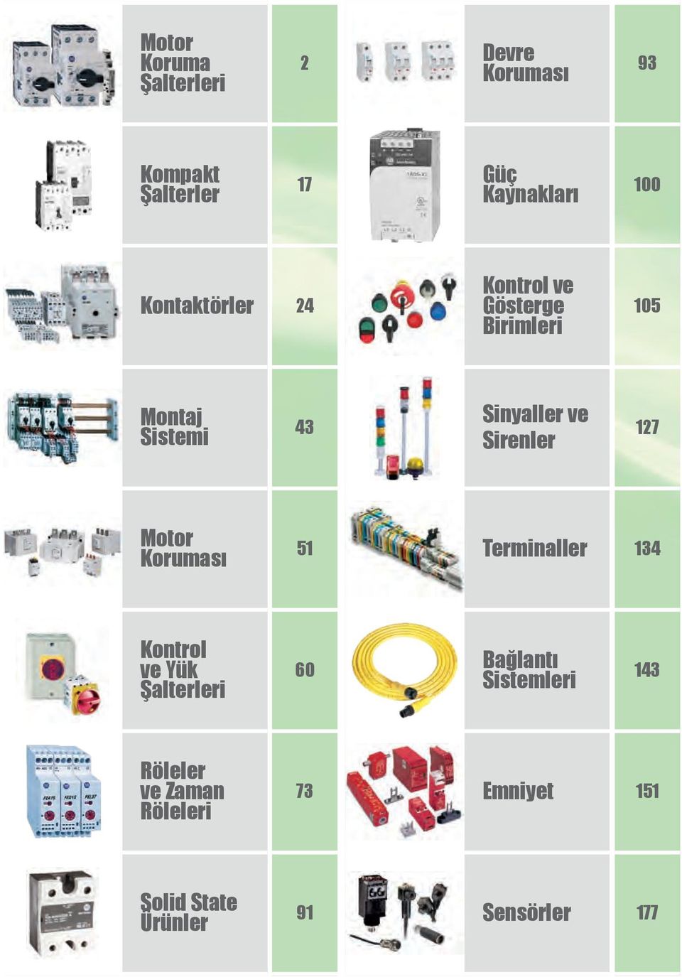 Sirenler 127 Motor Koruması 51 Terminaller 134 Kontrol ve Yük Şalterleri 60 Bağlantı