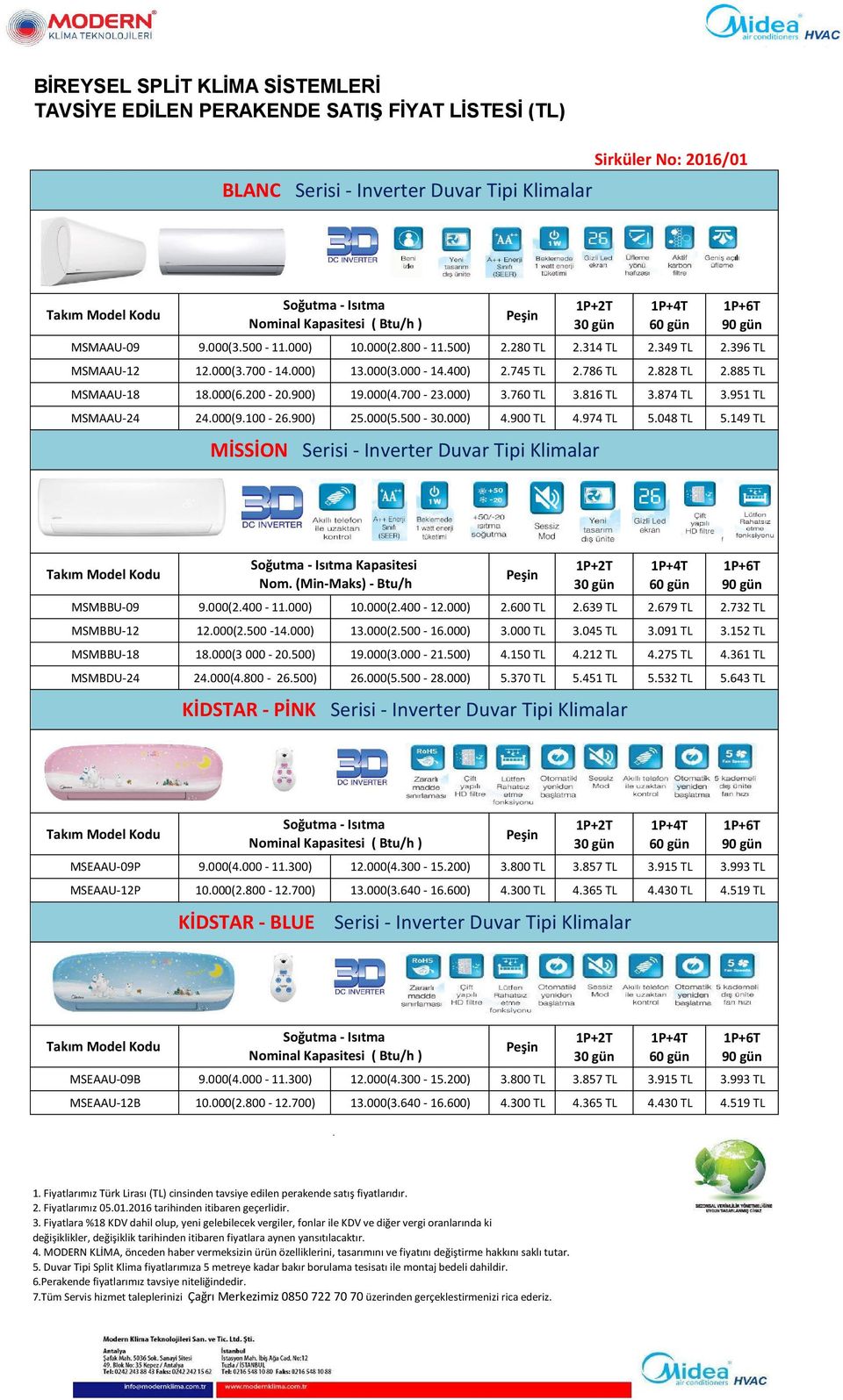 Duvar Tipi Klimalar Kapasitesi MSMBBU-09 (2400-11000) 10000(2400 - ) 2600 TL 2639 TL 2679 TL 2732 TL MSMBBU-12 (2500-14000) 13000(2500-16000) 3000 TL 3045 TL 3091 TL 3152 TL MSMBBU-18 (3 000-20500)