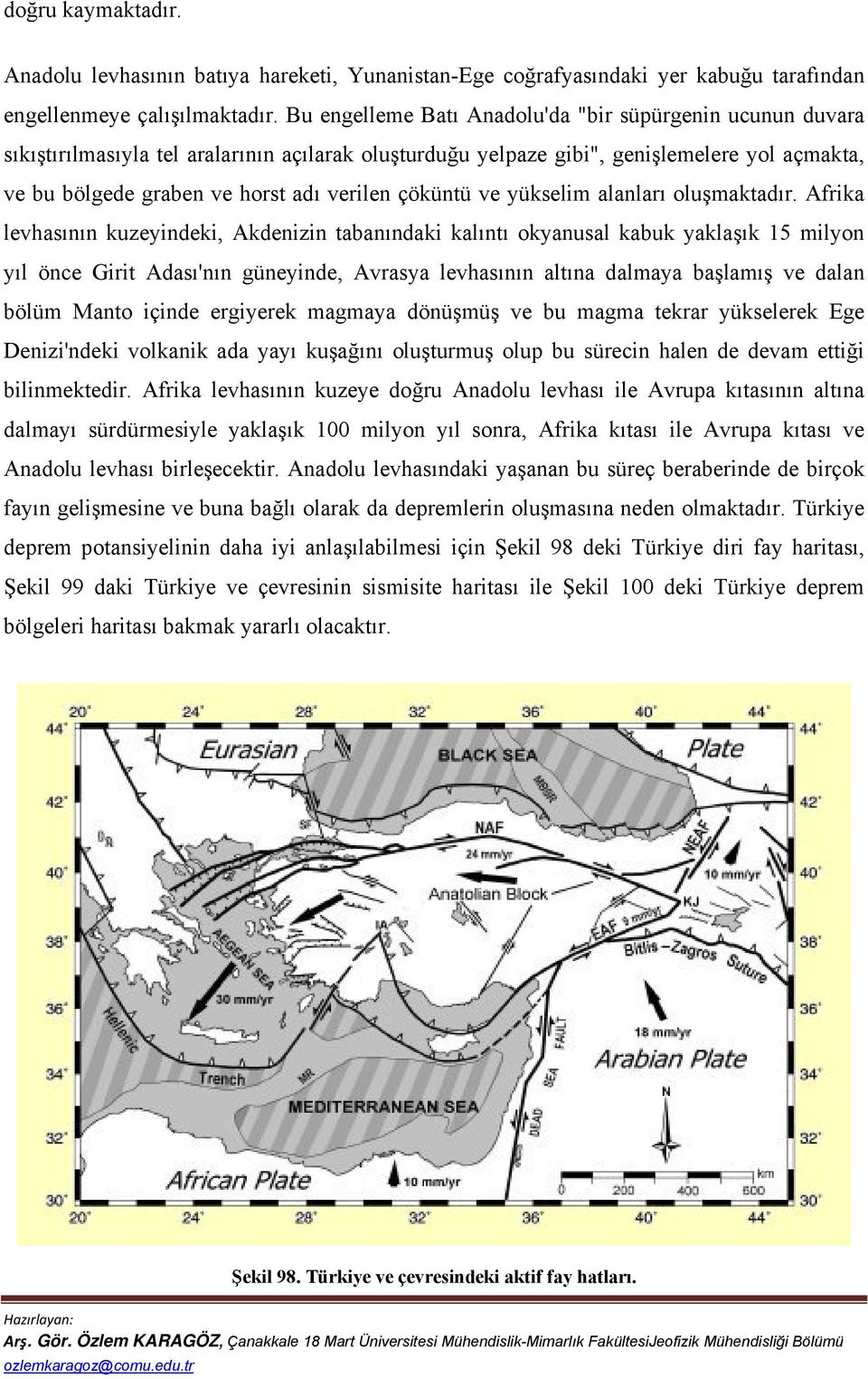 çöküntü ve yükselim alanları oluşmaktadır.