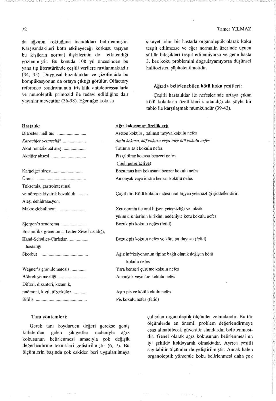 Olfactory reference sendromunun trisiklik antidepressanlarla ve neuroleptik primozid ile tedavi edildiğine dair yayınlar mevcuttur (36-38).