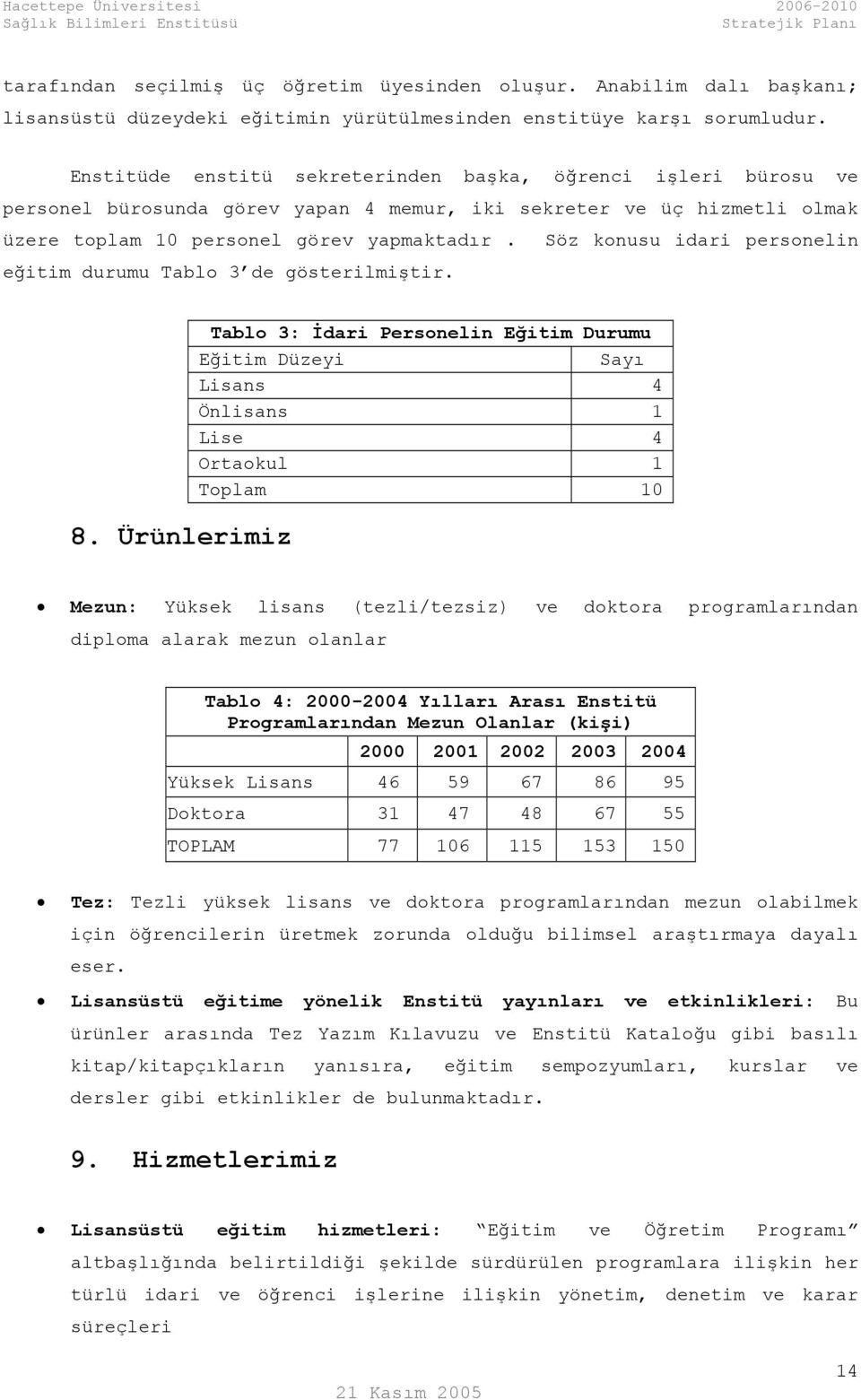 Söz konusu idari personelin eğitim durumu Tablo 3 de gösterilmiştir. 8.