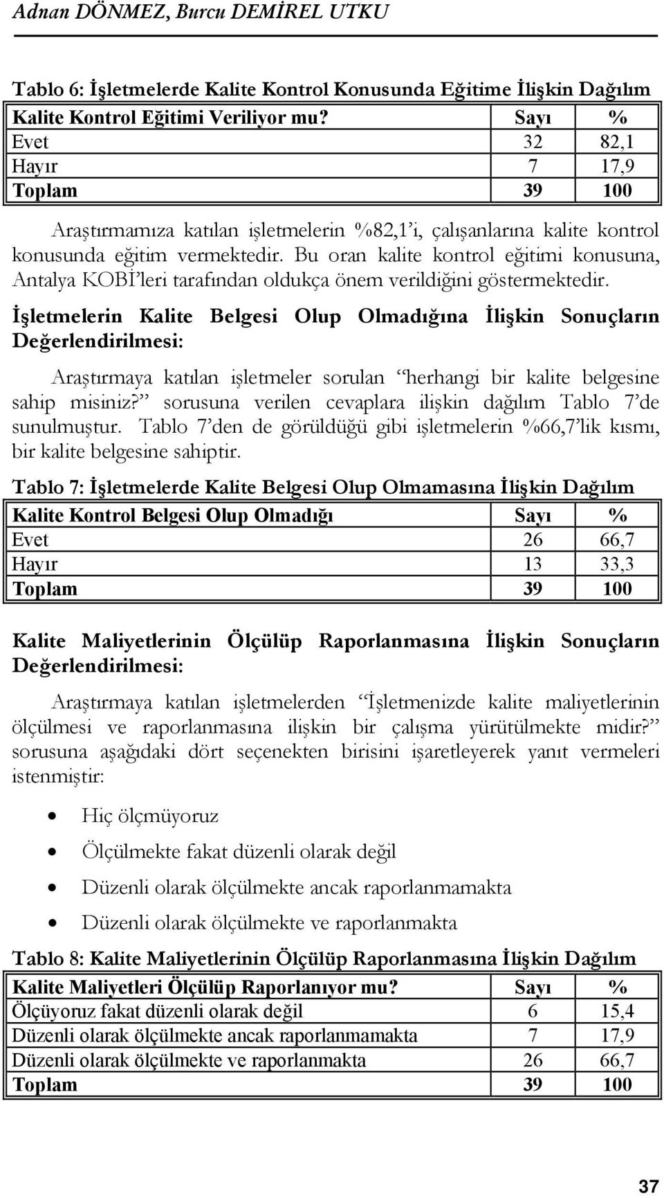 Bu oran kalite kontrol eğitimi konusuna, Antalya KOBİ leri tarafından oldukça önem verildiğini göstermektedir.