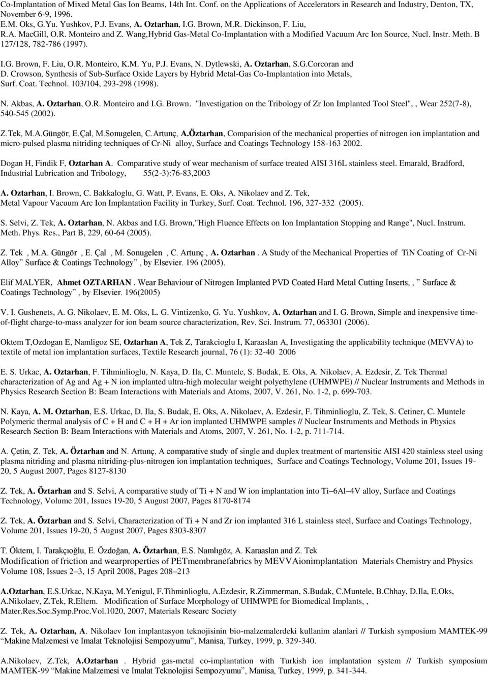 B 127/128, 782-786 (1997). I.G. Brown, F. Liu, O.R. Monteiro, K.M. Yu, P.J. Evans, N. Dytlewski, A. Oztarhan, S.G.Corcoran and D.