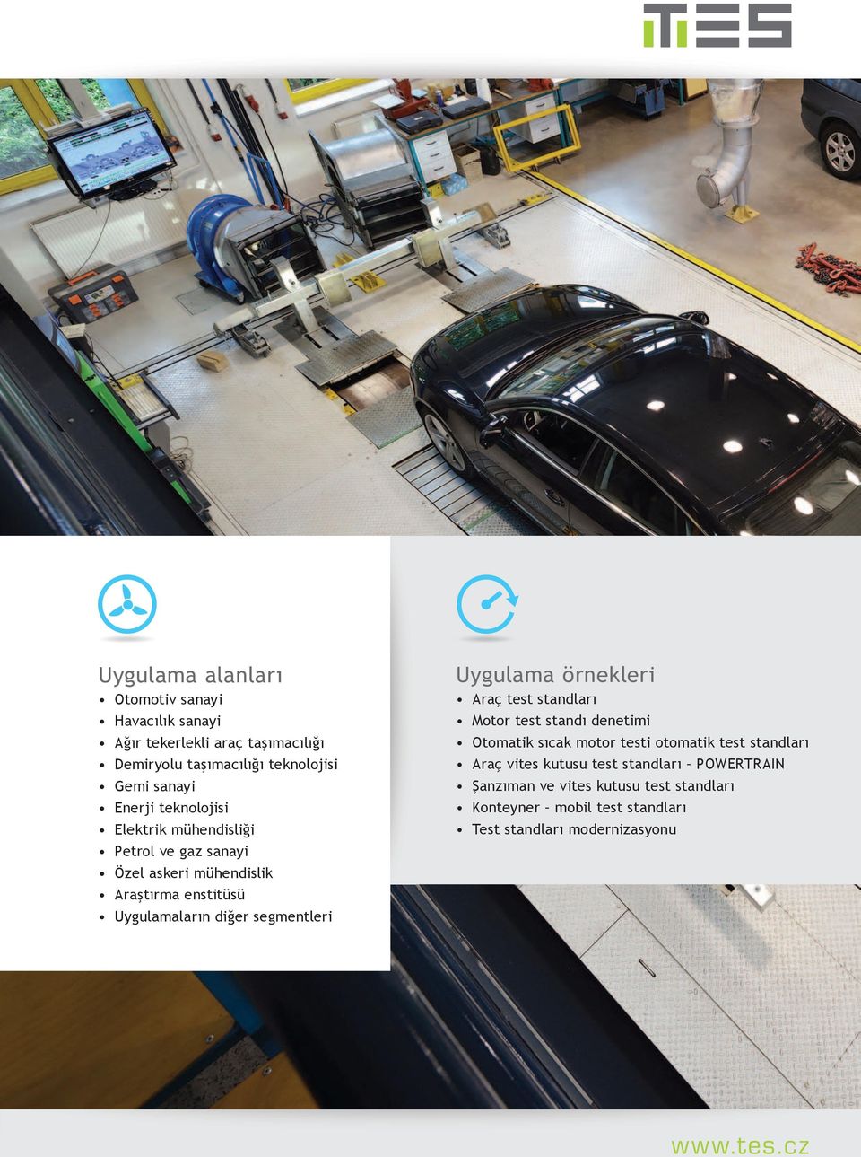 segmentler Uygulama örnekler Araç test standları Motor test standı denetm Otomatk sıcak motor test otomatk test standları Araç vtes