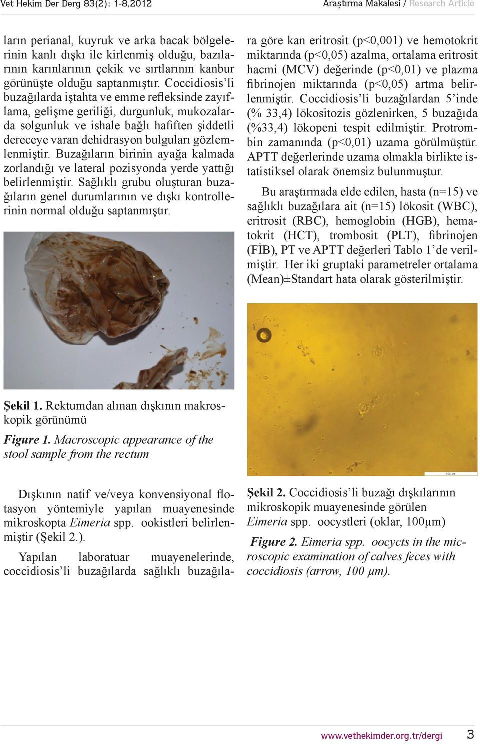 Coccidiosis li buzağılarda iştahta ve emme refleksinde zayıflama, gelişme geriliği, durgunluk, mukozalarda solgunluk ve ishale bağlı hafiften şiddetli dereceye varan dehidrasyon bulguları