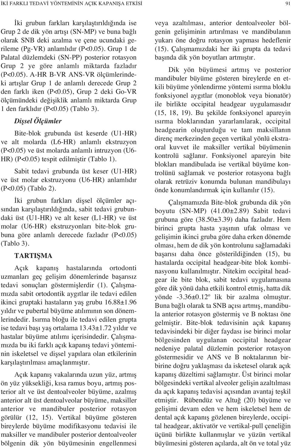 05), Grup 2 deki Go-VR ölçümündeki değişiklik anlaml miktarda Grup 1 den farkl d r (P<0.05) (Tablo 3).