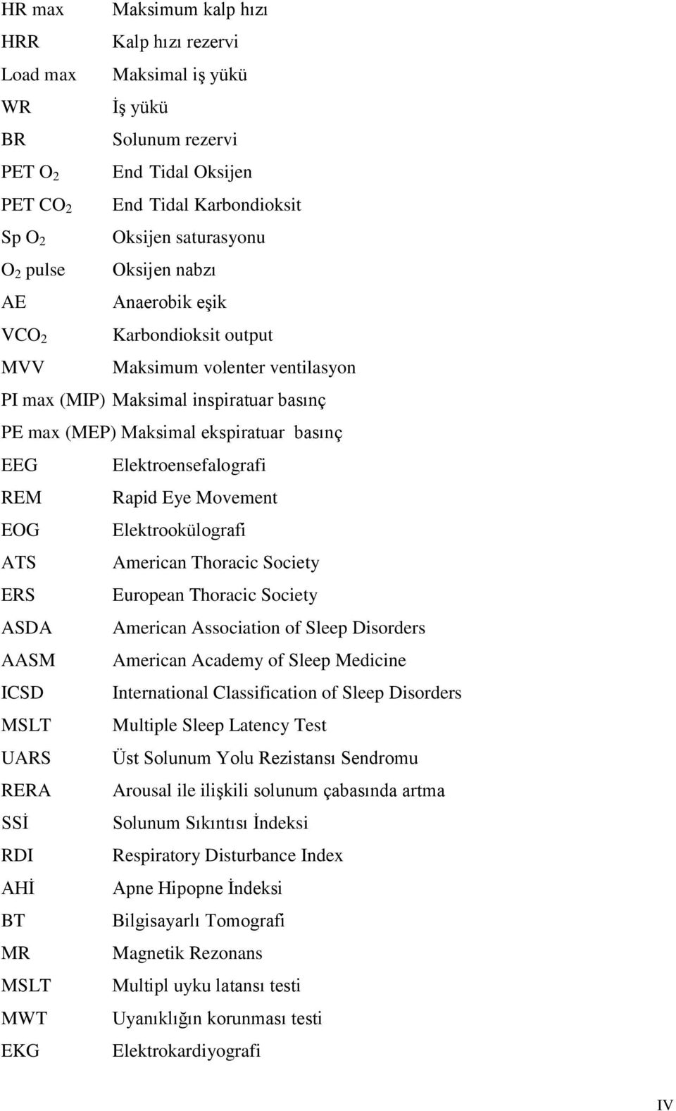 REM Rapid Eye Movement EOG Elektrookülografi ATS American Thoracic Society ERS European Thoracic Society ASDA American Association of Sleep Disorders AASM American Academy of Sleep Medicine ICSD