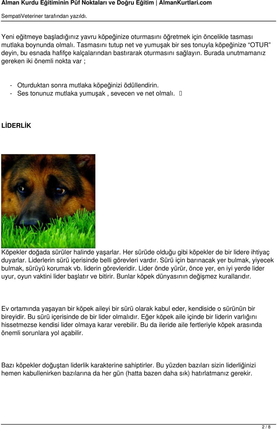 Burada unutmamanız gereken iki önemli nokta var ; - Oturduktan sonra mutlaka köpeğinizi ödüllendirin. - Ses tonunuz mutlaka yumuşak, sevecen ve net olmalı.