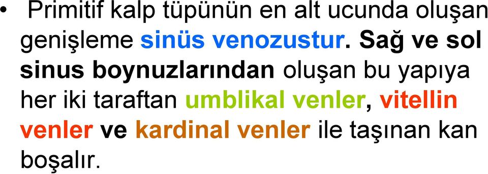 Sağ ve sol sinus boynuzlarından oluşan bu yapıya her