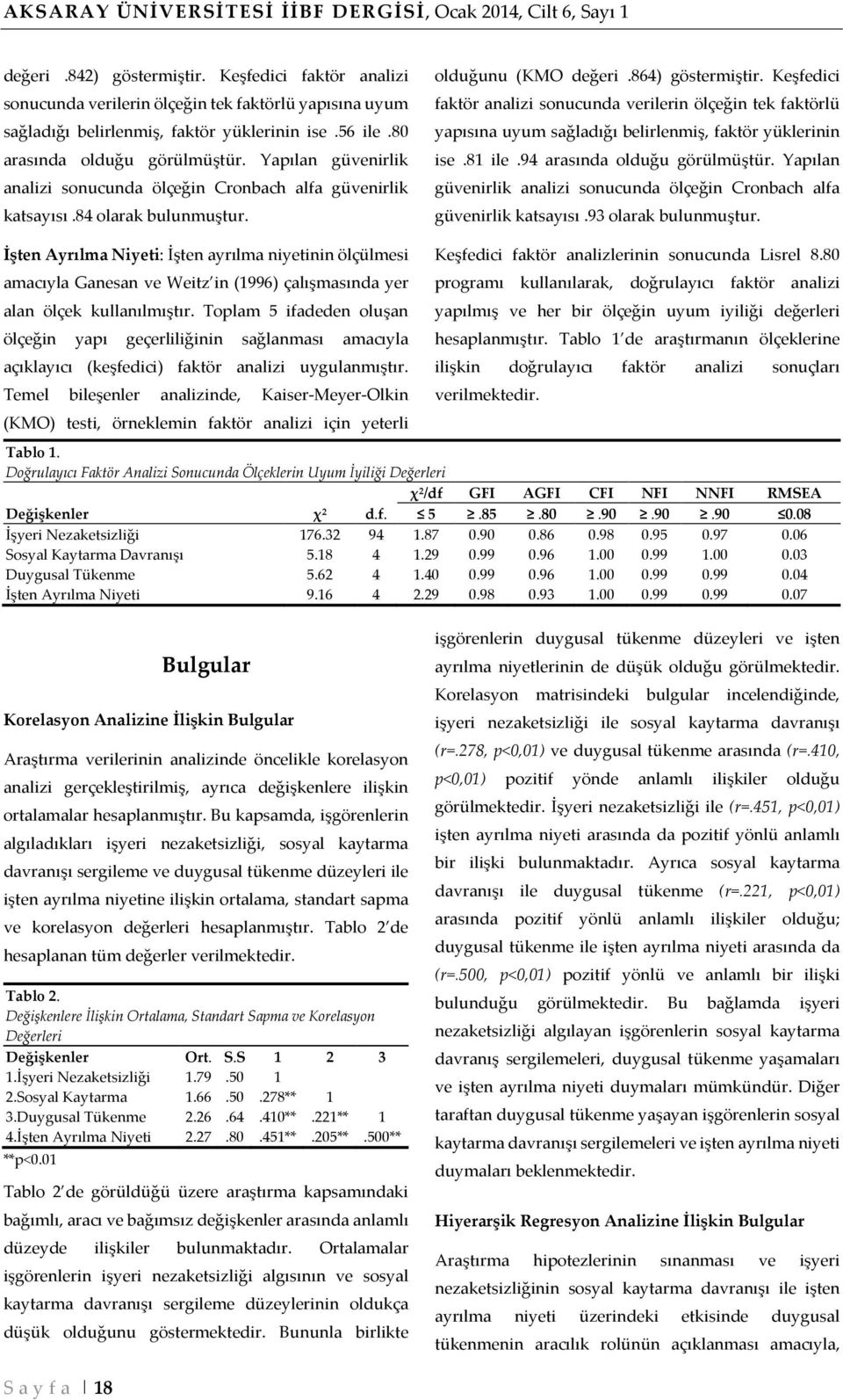 Yapılan güvenirlik analizi sonucunda ölçeğin Cronbach alfa güvenirlik katsayısı.84 olarak bulunmuştur.