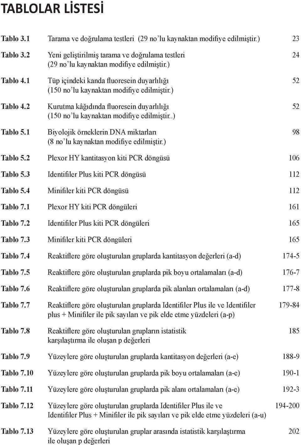 ) Tablo 4.2 Kurutma kâğıdında fluoresein duyarlılığı 52 (150 no lu kaynaktan modifiye edilmiştir..) Tablo 5.1 Biyolojik örneklerin DNA miktarları 98 (8 no lu kaynaktan modifiye edilmiştir.) Tablo 5.2 Plexor HY kantitasyon kiti PCR döngüsü 106 Tablo 5.