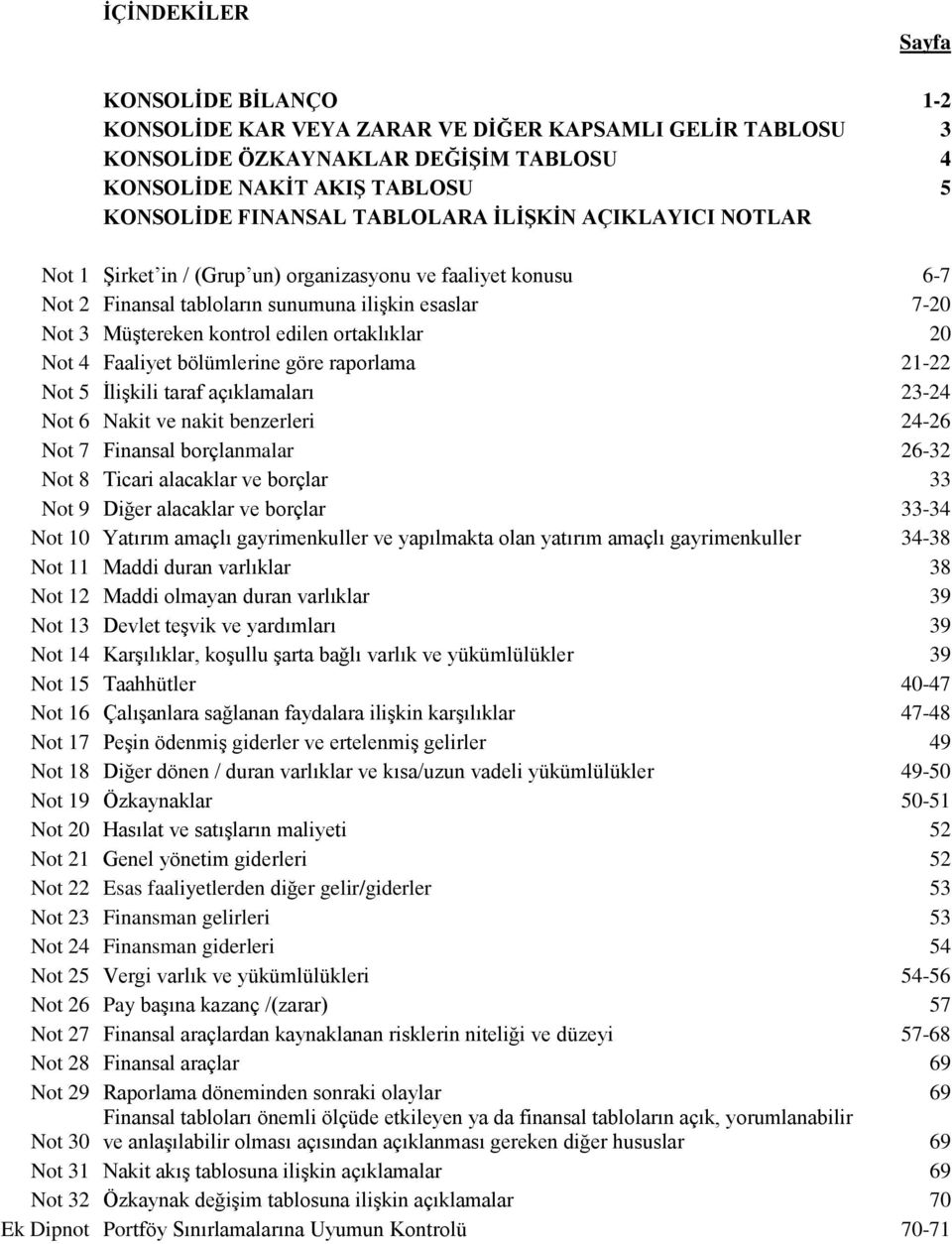 Faaliyet bölümlerine göre raporlama 21-22 Not 5 İlişkili taraf açıklamaları 23-24 Not 6 Nakit ve nakit benzerleri 24-26 Not 7 Finansal borçlanmalar 26-32 Not 8 Ticari alacaklar ve borçlar 33 Not 9