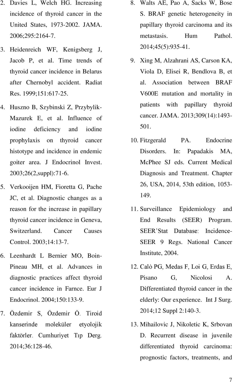 Influence of iodine deficiency and iodine prophylaxis on thyroid cancer histotype and incidence in endemic goiter area. J Endocrinol Invest. 2003;26(2,suppl):71-6. 5.