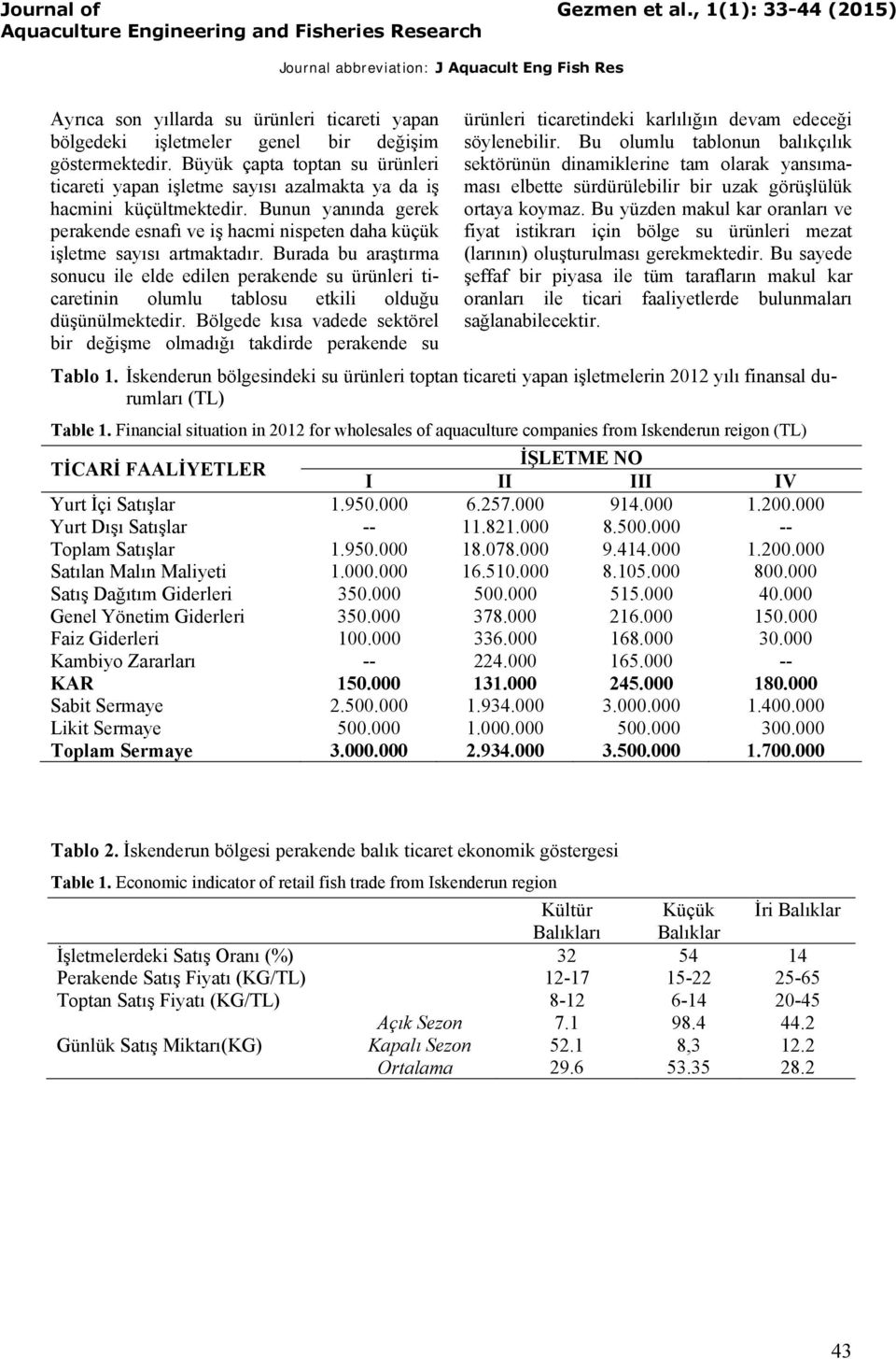 Burada bu araştırma sonucu ile elde edilen perakende su ürünleri ticaretinin olumlu tablosu etkili olduğu düşünülmektedir.