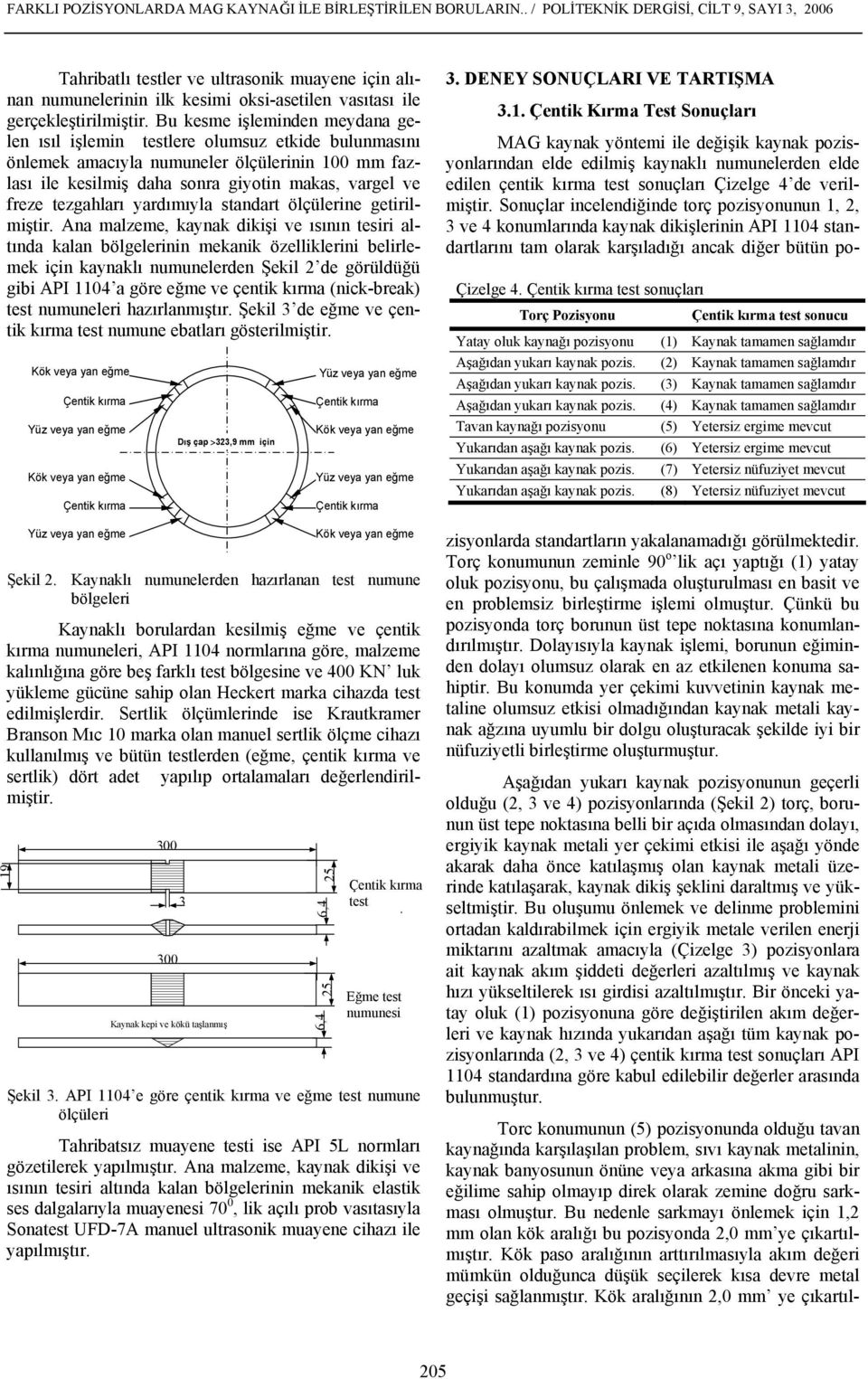 Bu kesme işleminden meydana gelen ısıl işlemin testlere olumsuz etkide bulunmasını önlemek amacıyla numuneler ölçülerinin 100 mm fazlası ile kesilmiş daha sonra giyotin makas, vargel ve freze