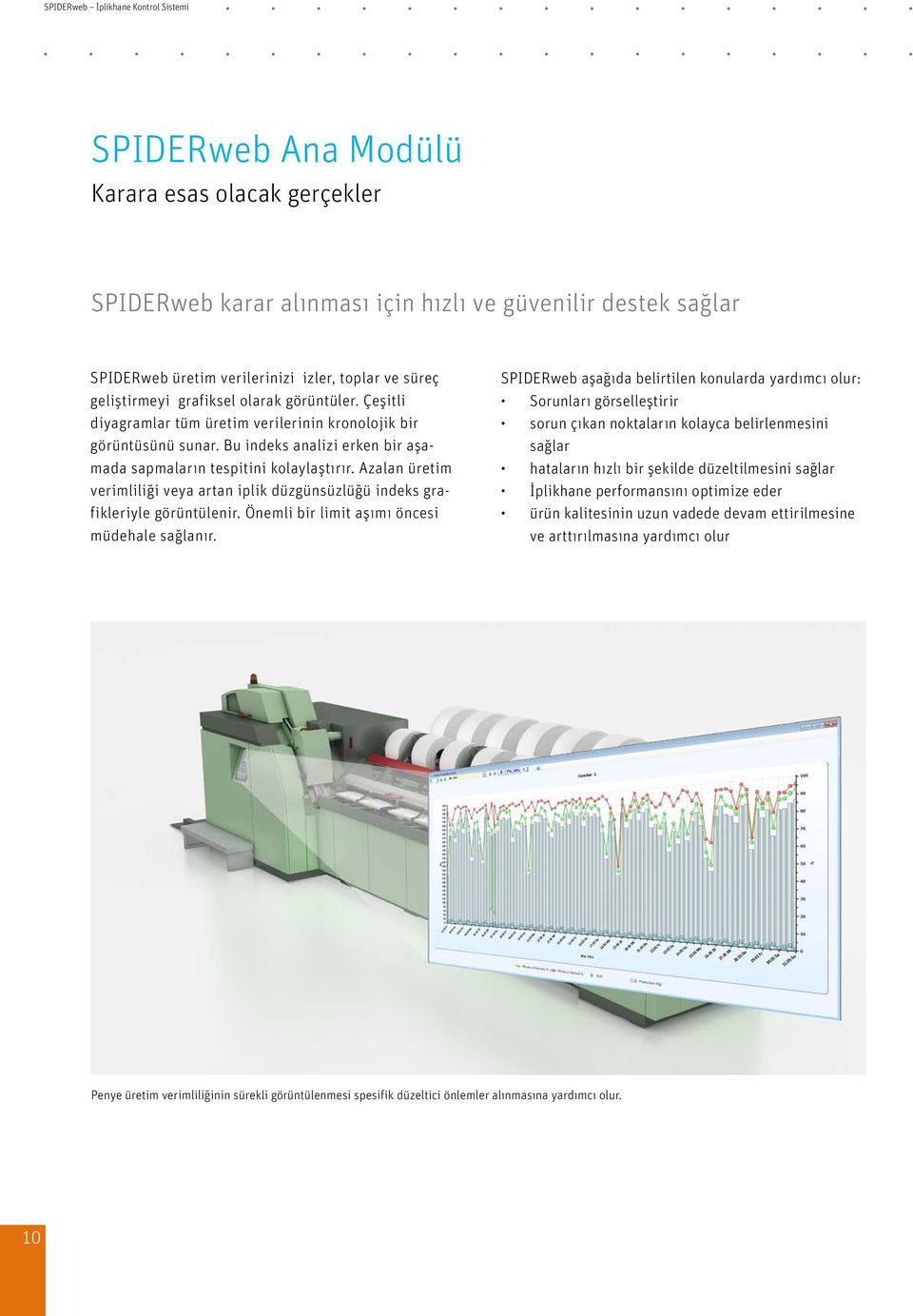 Azalan üretim verimliliği veya artan iplik düzgünsüzlüğü indeks grafikleriyle görüntülenir. Önemli bir limit aşımı öncesi müdehale sağlanır.