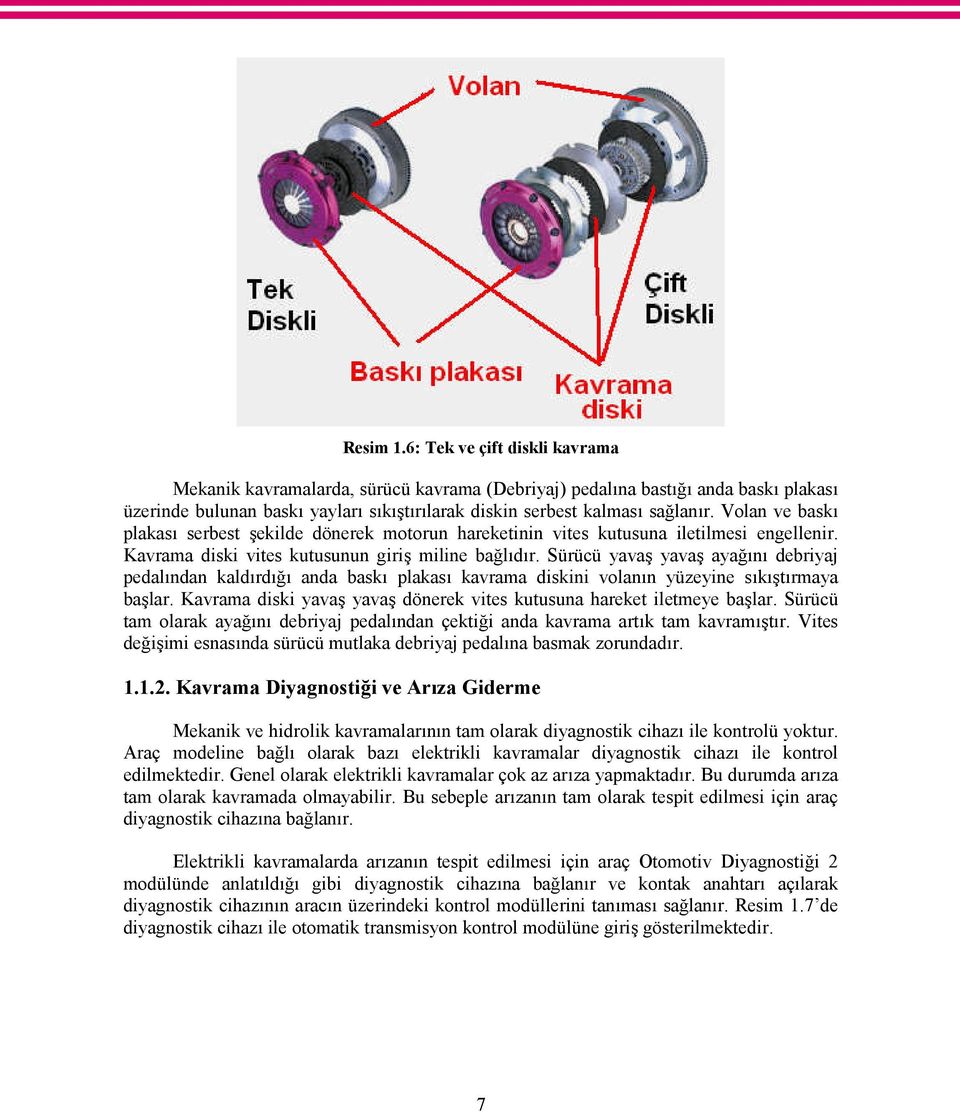 Sürücü yavaş yavaş ayağını debriyaj pedalından kaldırdığı anda baskı plakası kavrama diskini volanın yüzeyine sıkıştırmaya başlar.