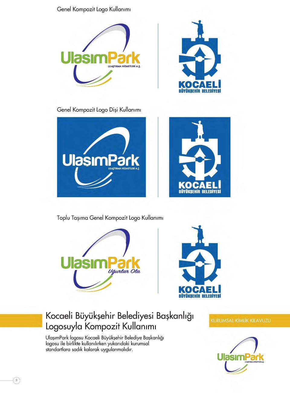 Genel Kompozit Logo Kullanımı UlasımPark KOCAELİ BÜYÜKSEHİR BELEDİYESİ Kocaeli Büyüksehir Belediyesi Başkanlığı Logosuyla