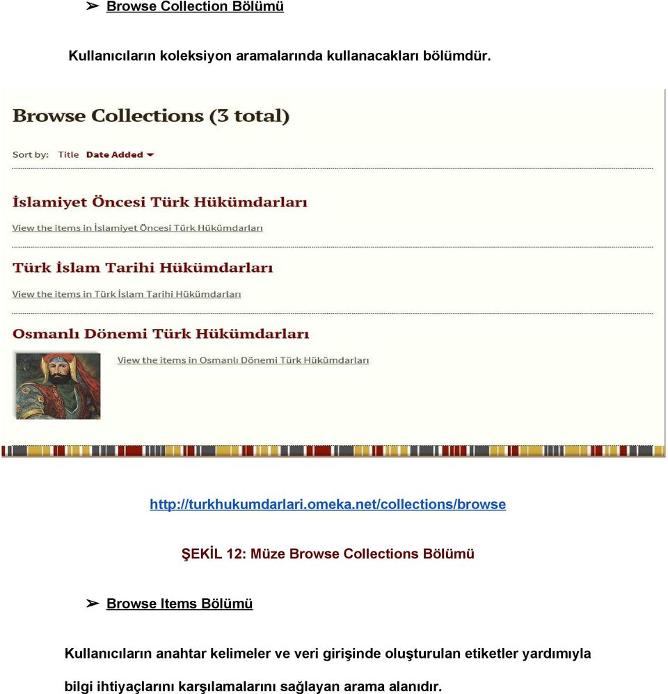 net/collections/browse ŞEKİL 12: Müze Browse Collections Bölümü Browse Items Bölümü