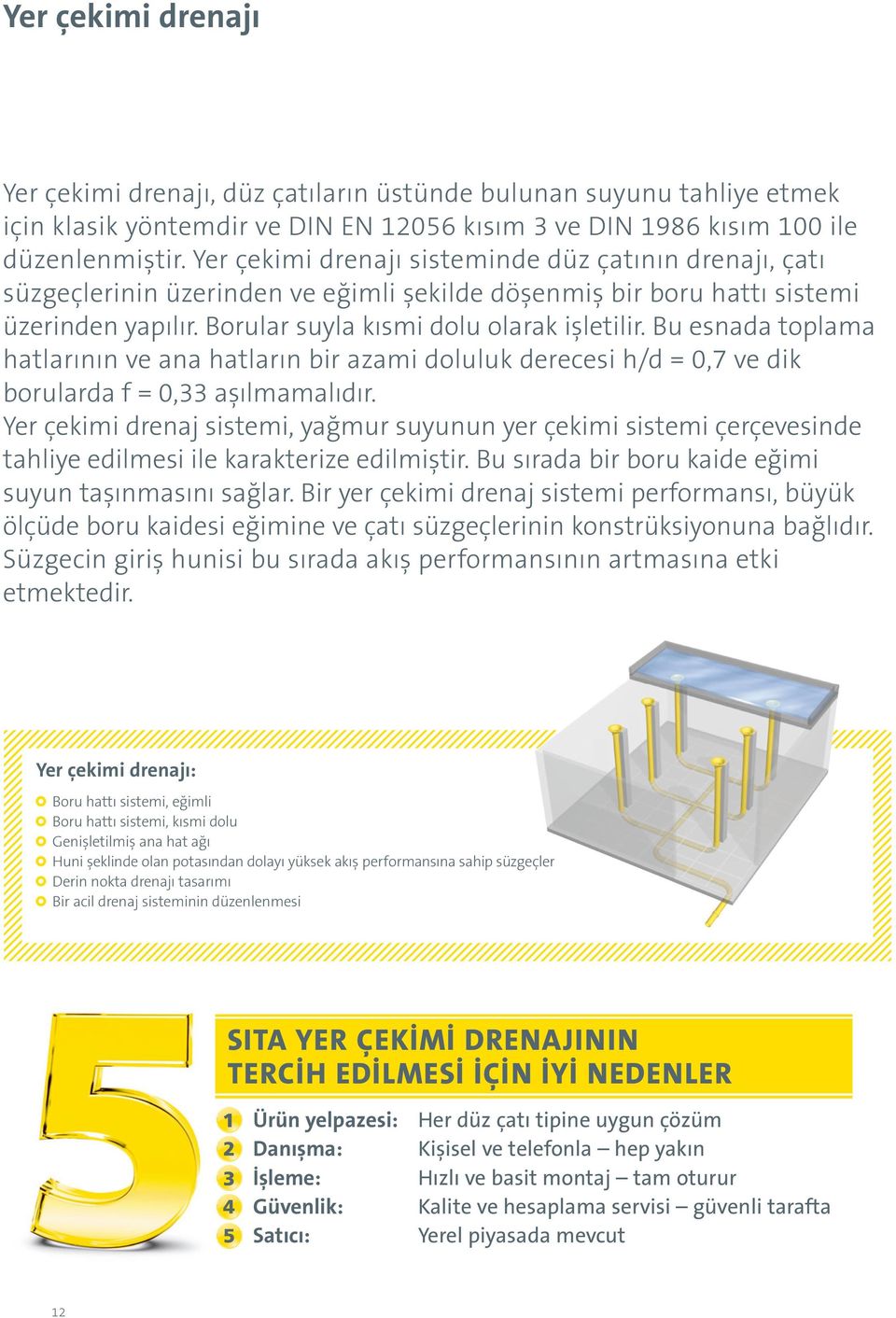 Bu esnada toplama hatlarının ve ana hatların bir azami doluluk derecesi h/d = 0,7 ve dik borularda f = 0,33 aşılmamalıdır.