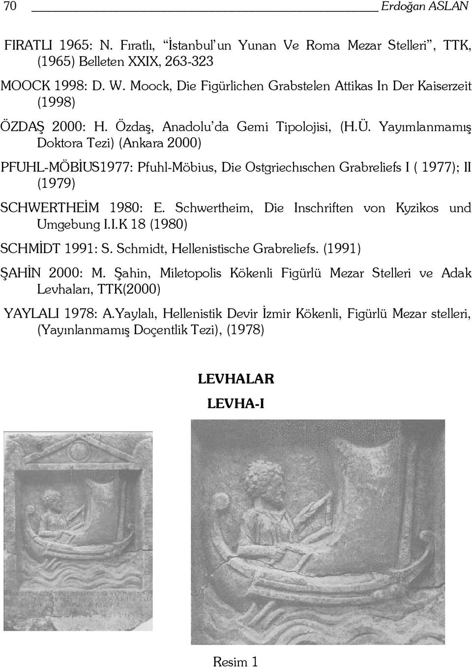 Yayımlanmamış Doktora Tezi) (Ankara 2000) PFUHL-MÖBİUS1977: Pfuhl-Möbius, Die Ostgriechıschen Grabreliefs I ( 1977); II (1979) SCHWERTHEİM 1980: E.