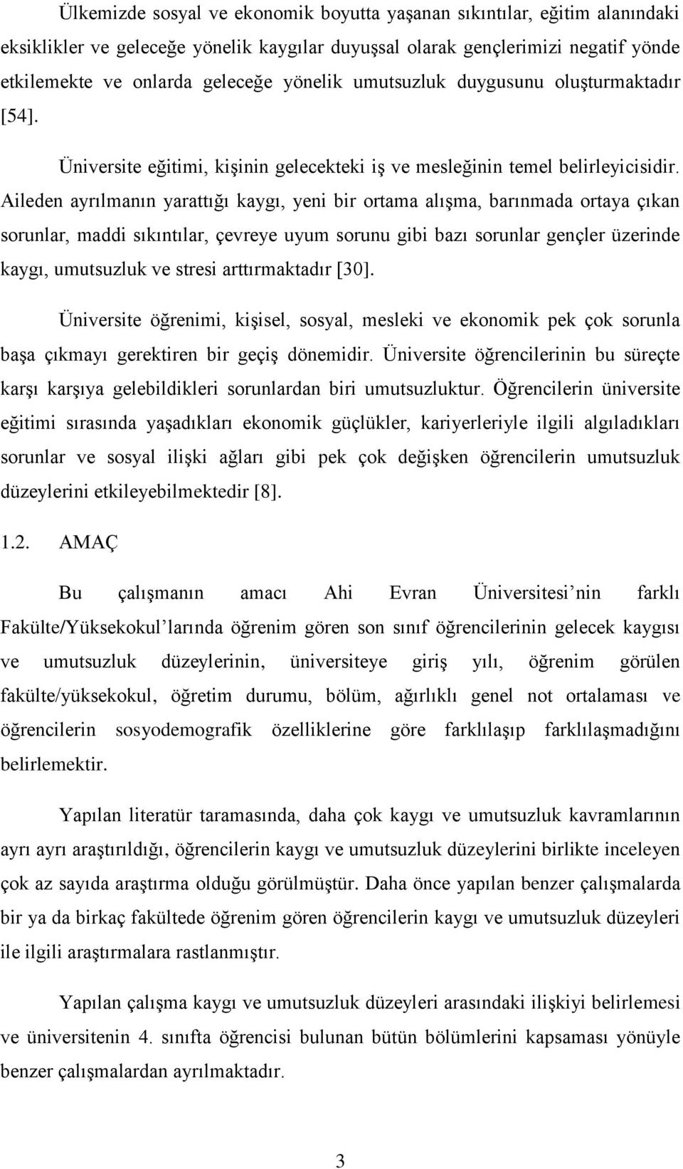 Aileden ayrılmanın yarattığı kaygı, yeni bir ortama alışma, barınmada ortaya çıkan sorunlar, maddi sıkıntılar, çevreye uyum sorunu gibi bazı sorunlar gençler üzerinde kaygı, umutsuzluk ve stresi