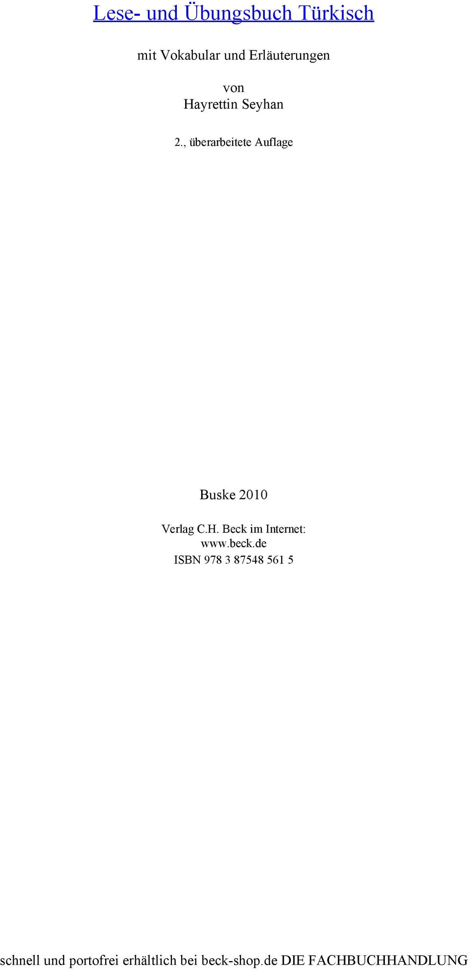 , überarbeitete Auflage Buske 2010 Verlag C.H.