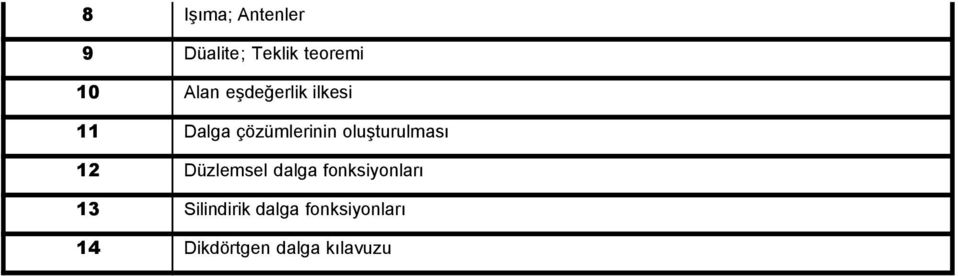 oluşturulması 12 Düzlemsel dalga fonksiyonları 13