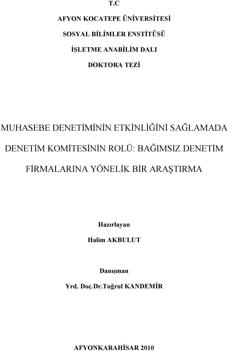 DENETİM KOMİTESİNİN ROLÜ: BAĞIMSIZ DENETİM FİRMALARINA YÖNELİK BİR