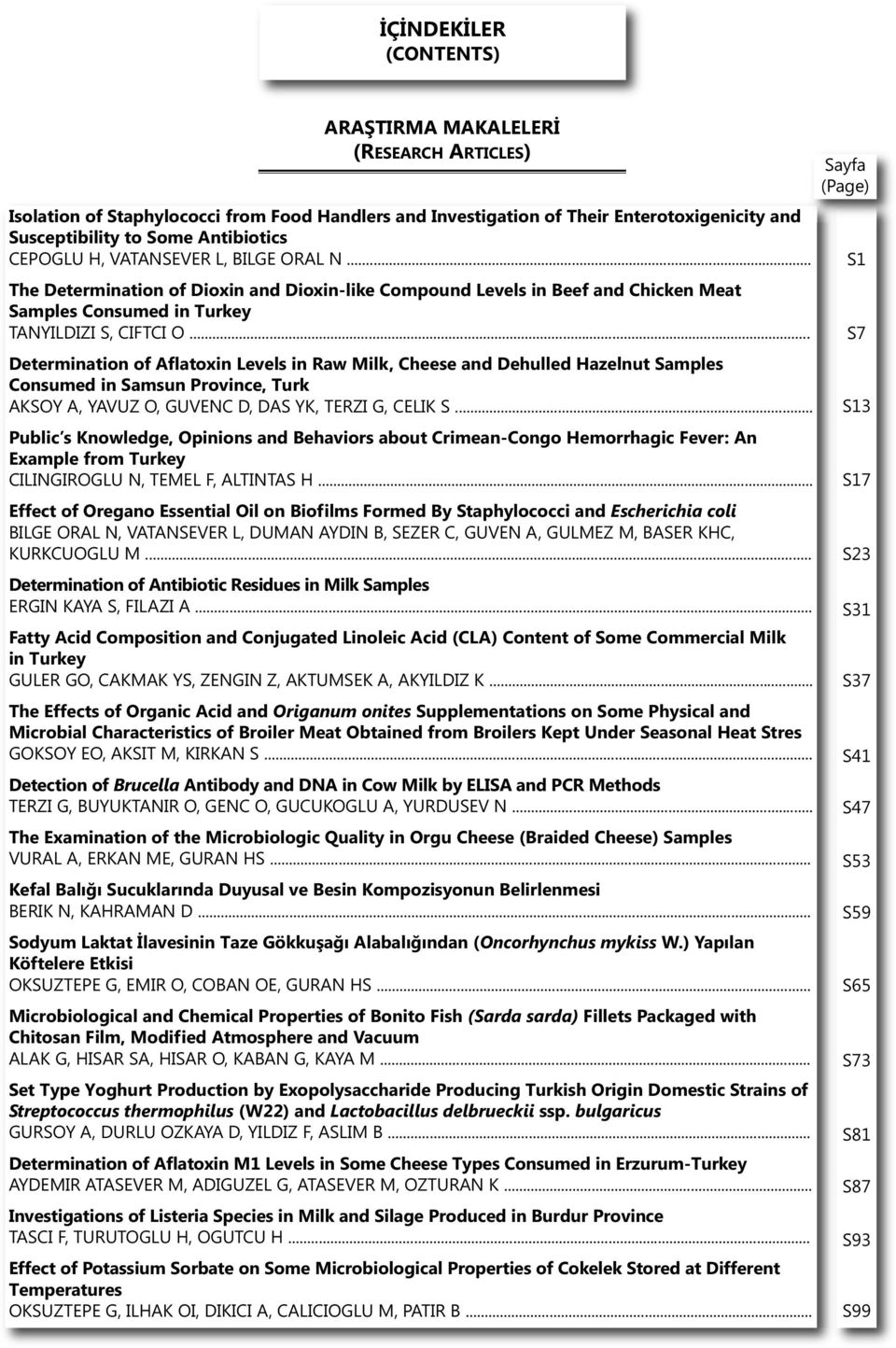 .. Determination of Aflatoxin Levels in Raw Milk, Cheese and Dehulled Hazelnut Samples Consumed in Samsun Province, Turk AKSOY A, YAVUZ O, GUVENC D, DAS YK, TERZI G, CELIK S.