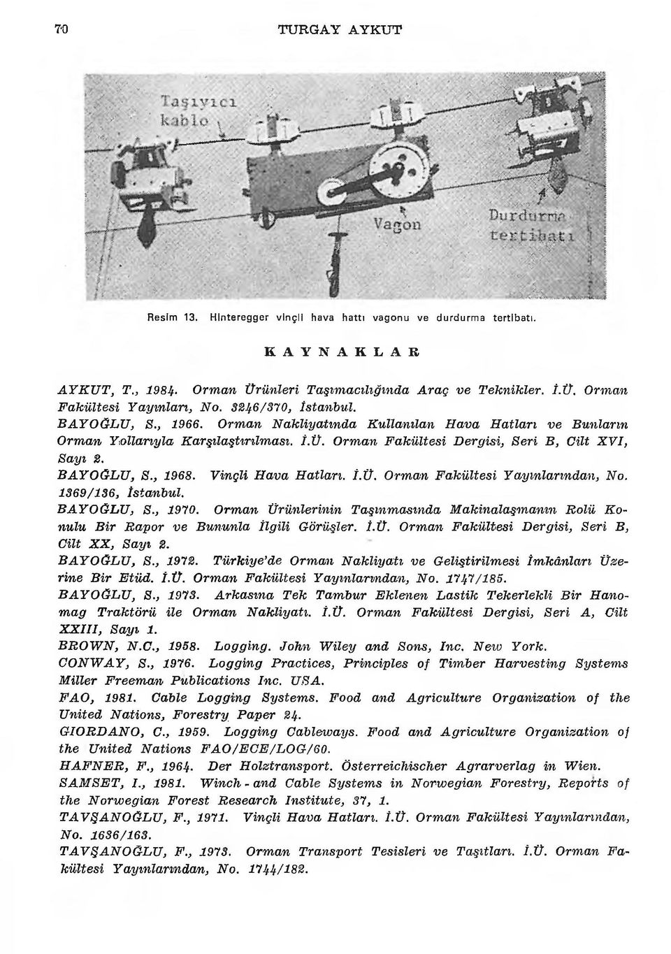 O rm an F a k ü lte si D ergisi, S eri B, Cilt X V I, S a y ı 2. B A Y O G L U, S., 1968. V inçli H ava H atları. İ.Ü. O rm an F a k ü lte si Y ayınlarından, No. 1369/136, İstanbul. B A Y O G L U, S., 1970.
