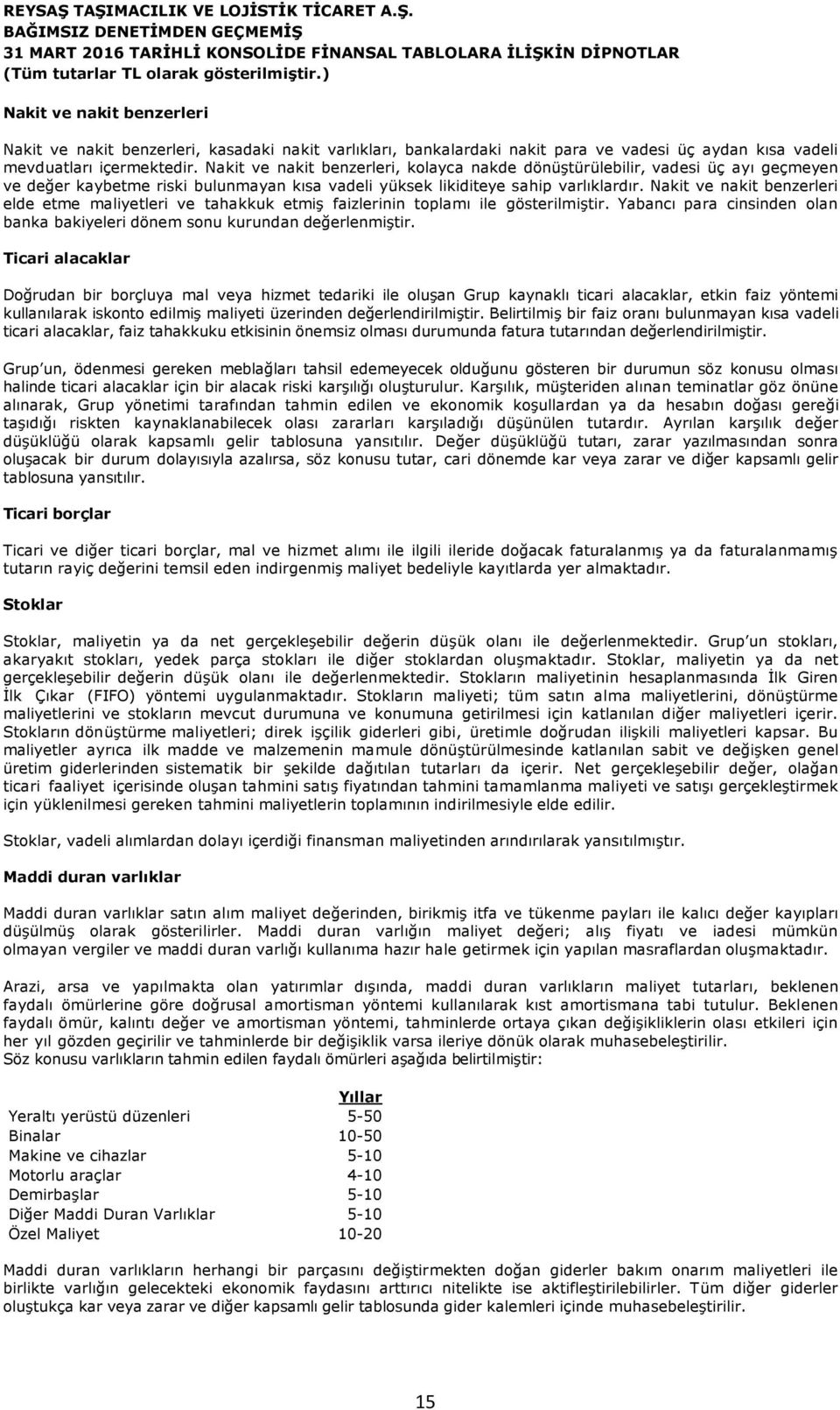 Nakit ve nakit benzerleri elde etme maliyetleri ve tahakkuk etmiş faizlerinin toplamı ile gösterilmiştir. Yabancı para cinsinden olan banka bakiyeleri dönem sonu kurundan değerlenmiştir.