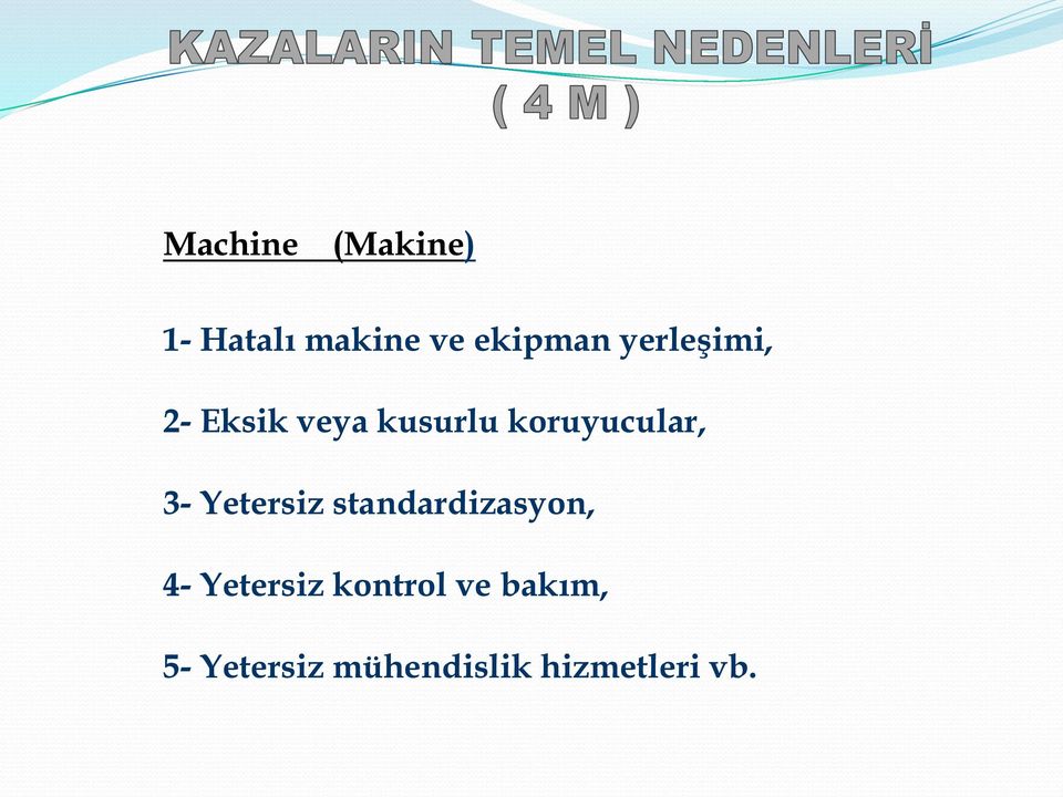 3- Yetersiz standardizasyon, 4- Yetersiz