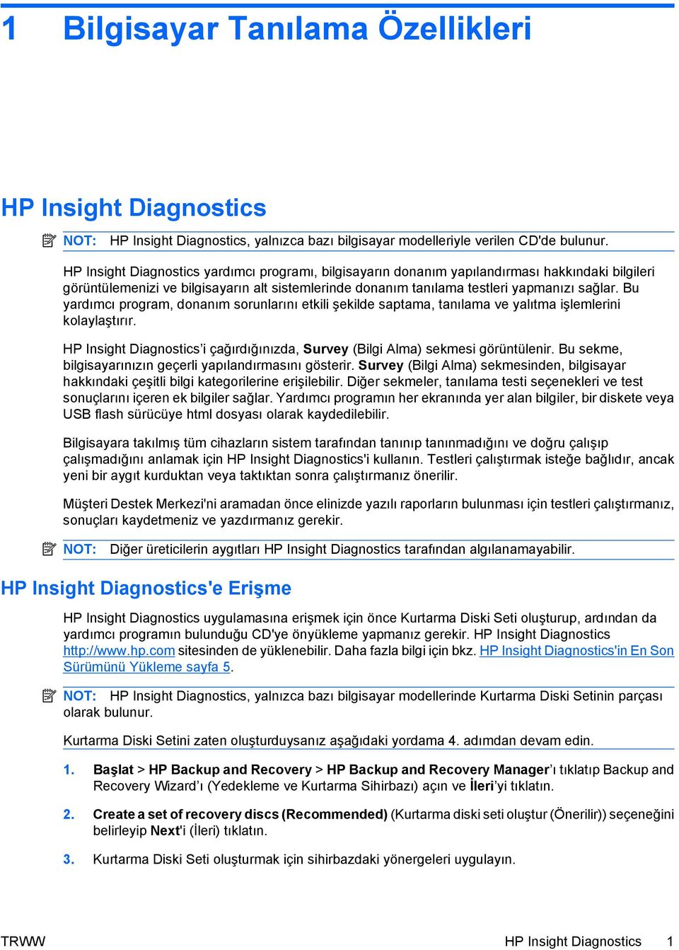 Bu yardımcı program, donanım sorunlarını etkili şekilde saptama, tanılama ve yalıtma işlemlerini kolaylaştırır. HP Insight Diagnostics i çağırdığınızda, Survey (Bilgi Alma) sekmesi görüntülenir.