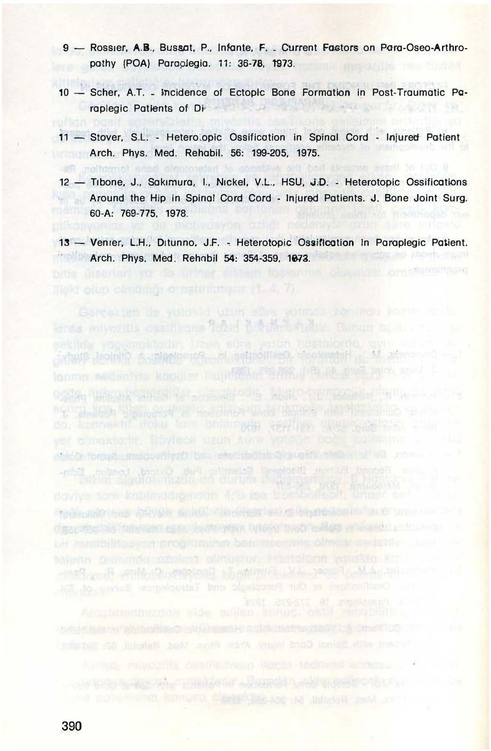 opic Ossilicetion in Spinal Cord - Injureıt Pa,lient Arch. Phys. Med. Rehabil. 56: 199-205, 1975. 12 - Tıbone, J.. Sakımura, I.. Nıckel, V.L., HSU, J'.D.