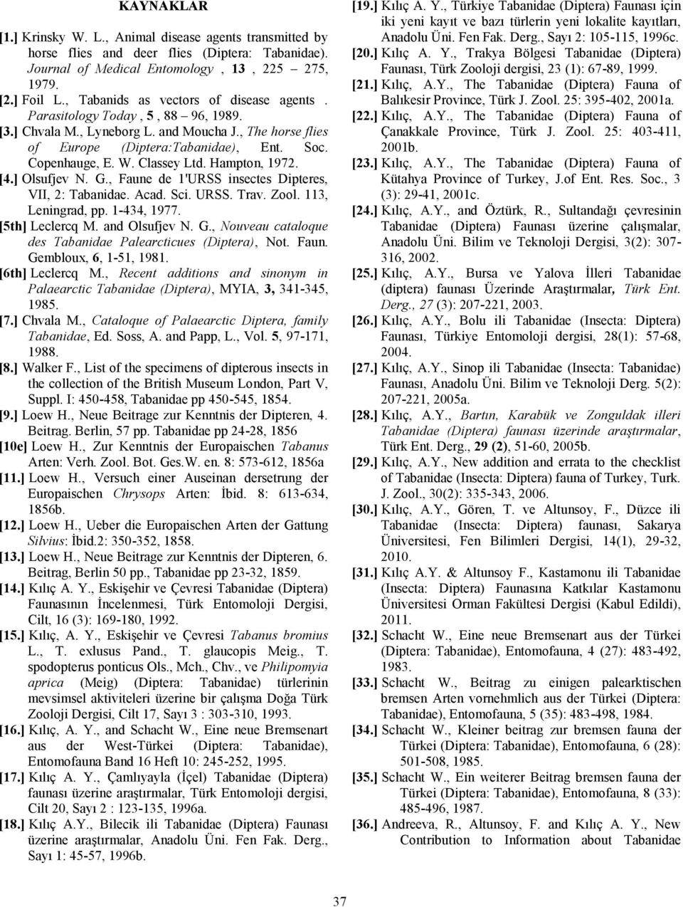 Classey Ltd. Hampton, 1972. [4.] Olsufjev N. G., Faune de 1'URSS insectes Dipteres, VII, 2: Tabanidae. Acad. Sci. URSS. Trav. Zool. 113, Leningrad, pp. 1-434, 1977. [5th] Leclercq M. and Olsufjev N.