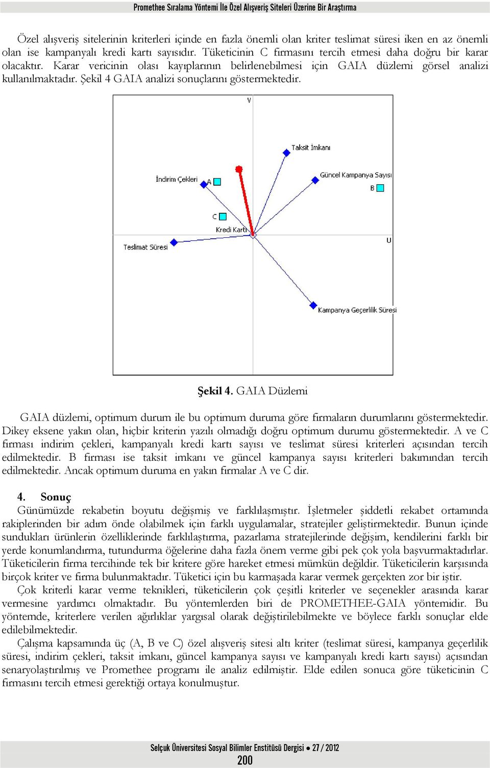 Karar vericinin olası kayıplarının belirlenebilmesi için GAIA düzlemi görsel analizi kullanılmaktadır. Şekil 4 