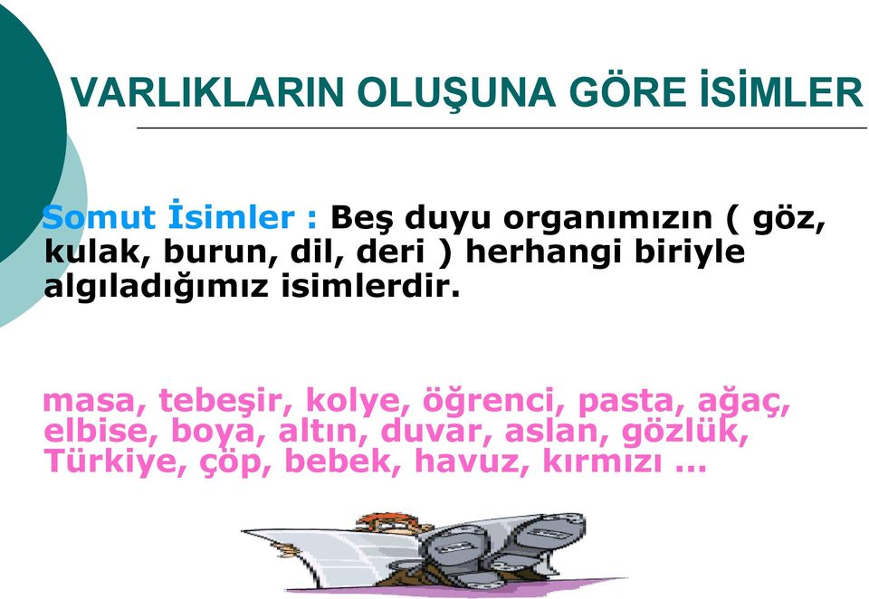 algıladığımız isimlerdir.