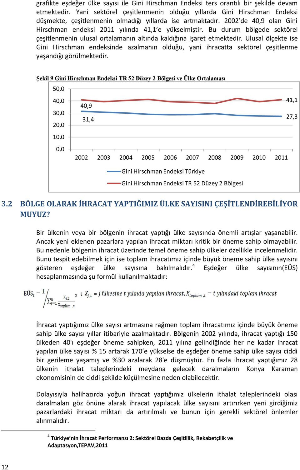 Bu durum bölgede sektörel çeşitlenmenin ulusal ortalamanın altında kaldığına işaret etmektedir.