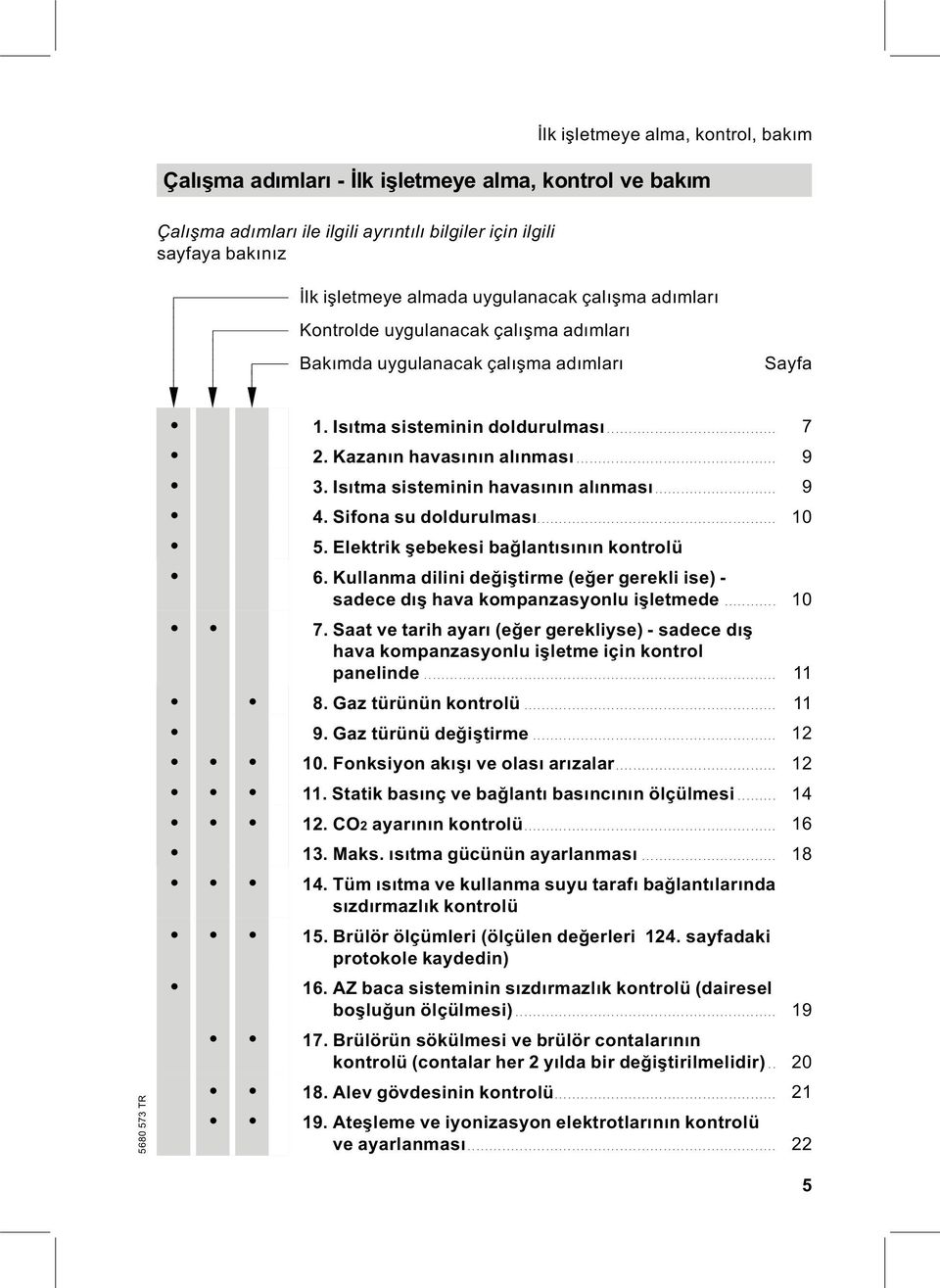 Kazanın havasının alınması... 9 3. Isıtma sisteminin havasının alınması... 9 4. Sifona su doldurulması... 10 5. Elektrik şebekesi bağlantısının kontrolü 6.