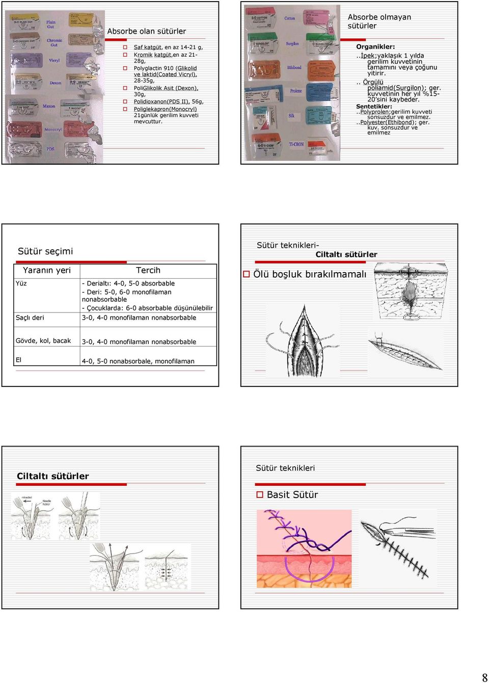 kuvvetinin her yıl %15-20 sini kaybeder. Sentetikler:..Polyprolen;gerilim kuvv