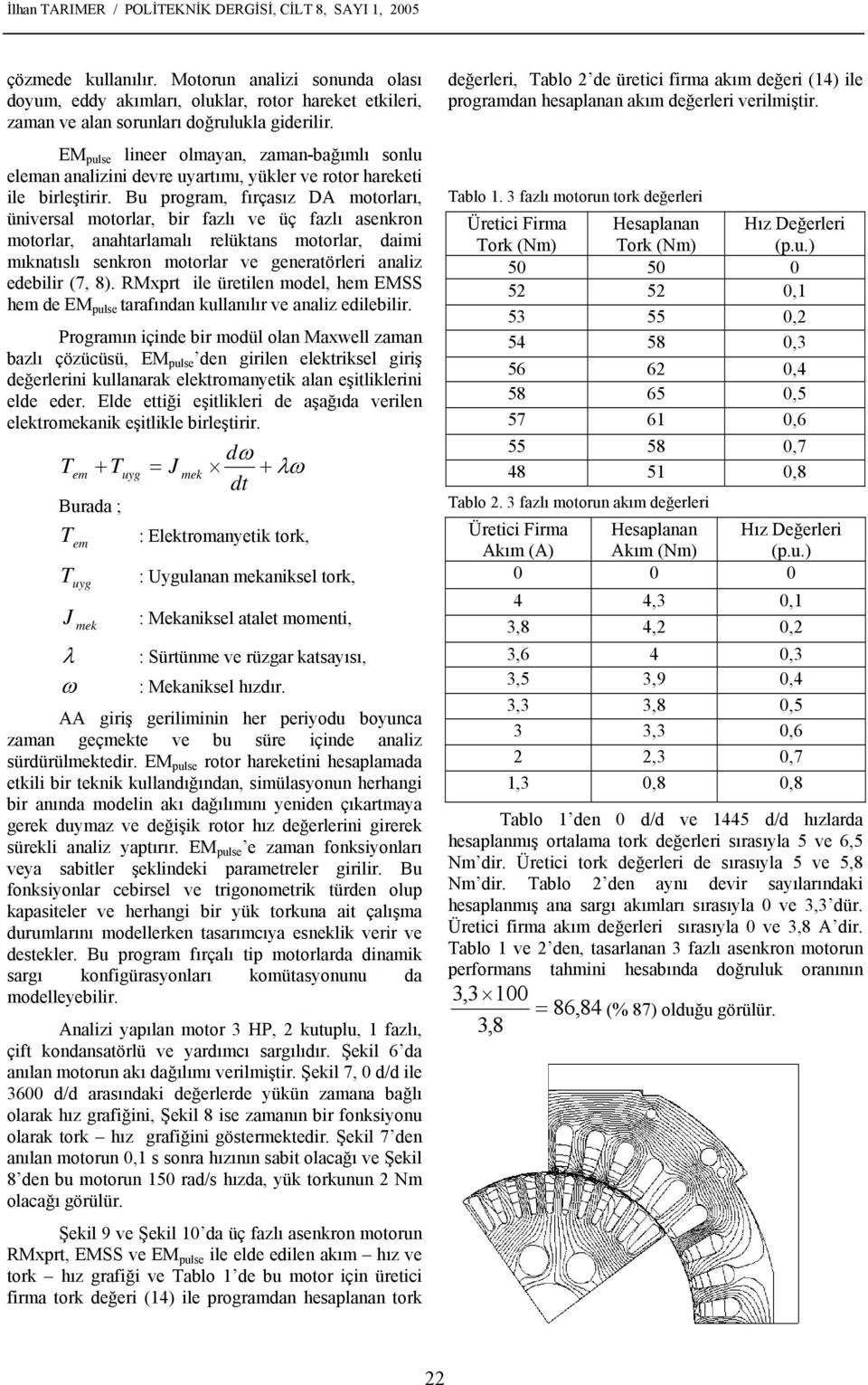 EM pulse lineer olmayan, zaman-bağımlı sonlu eleman analizini devre uyartımı, yükler ve rotor hareketi ile birleştirir.