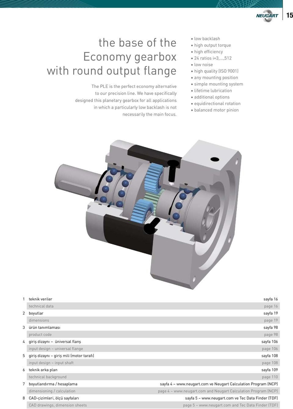 low backlash high output torque high efficiency 24 ratios i=3,.