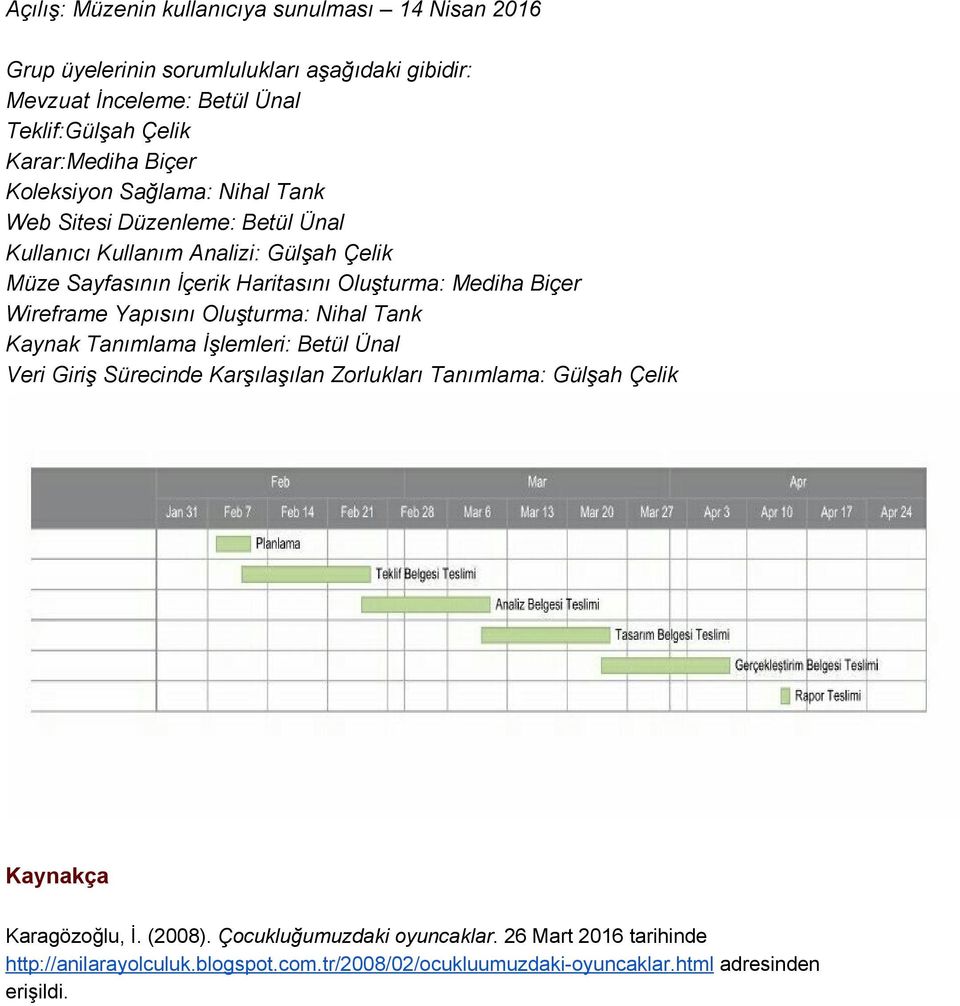 Biçer Wireframe Yapısını Oluşturma: Nihal Tank Kaynak Tanımlama İşlemleri: Betül Ünal Veri Giriş Sürecinde Karşılaşılan Zorlukları Tanımlama: Gülşah Çelik Kaynakça