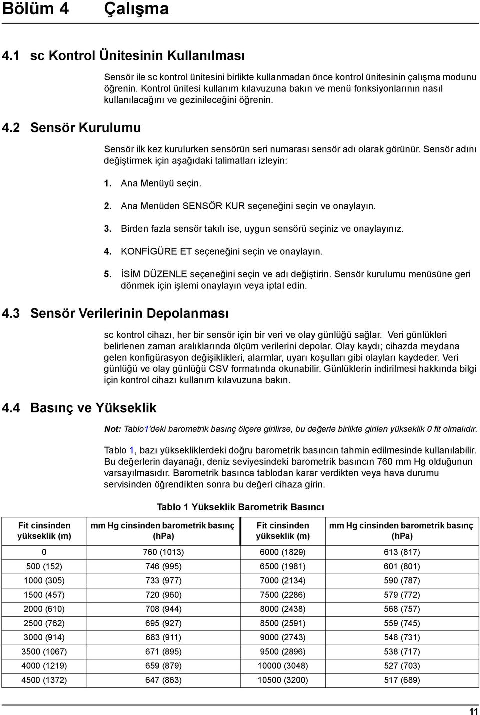 Sensör adını değiştirmek için aşağıdaki talimatları izleyin: 1. Ana Menüyü seçin. 2. Ana Menüden SENSÖR KUR seçeneğini seçin ve onaylayın. 3.