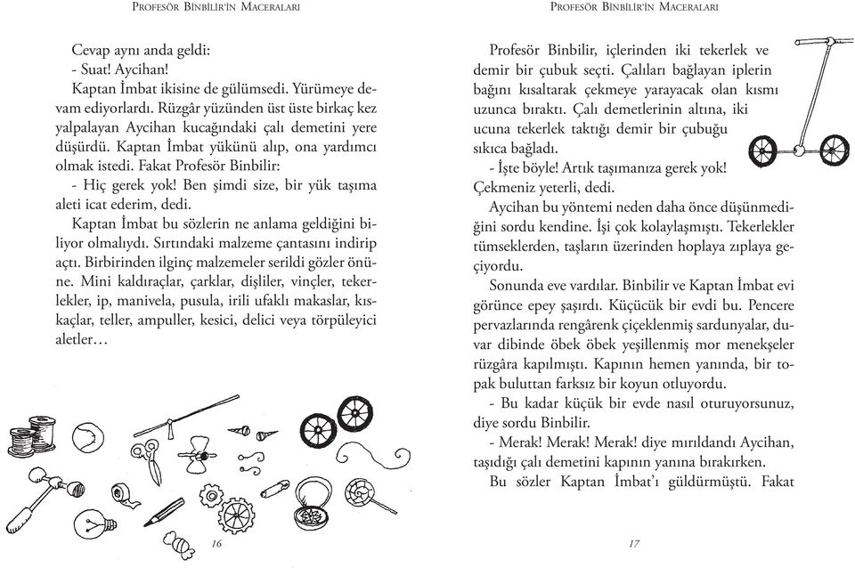 Ben şimdi size, bir yük taşıma aleti icat ederim, dedi. Kaptan İmbat bu sözlerin ne anlama geldiğini biliyor olmalıydı. Sırtındaki malzeme çantasını indirip açtı.