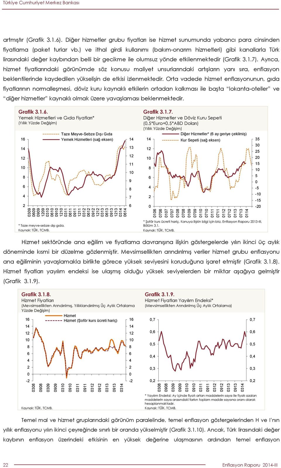 ) ve ithal girdi kullanımı (bakım-onarım hizmetleri) gibi kanallarla Türk lirasındaki değer kaybından belli bir gecikme ile olumsuz yönde etkilenmektedir (Grafik 3.1.7).