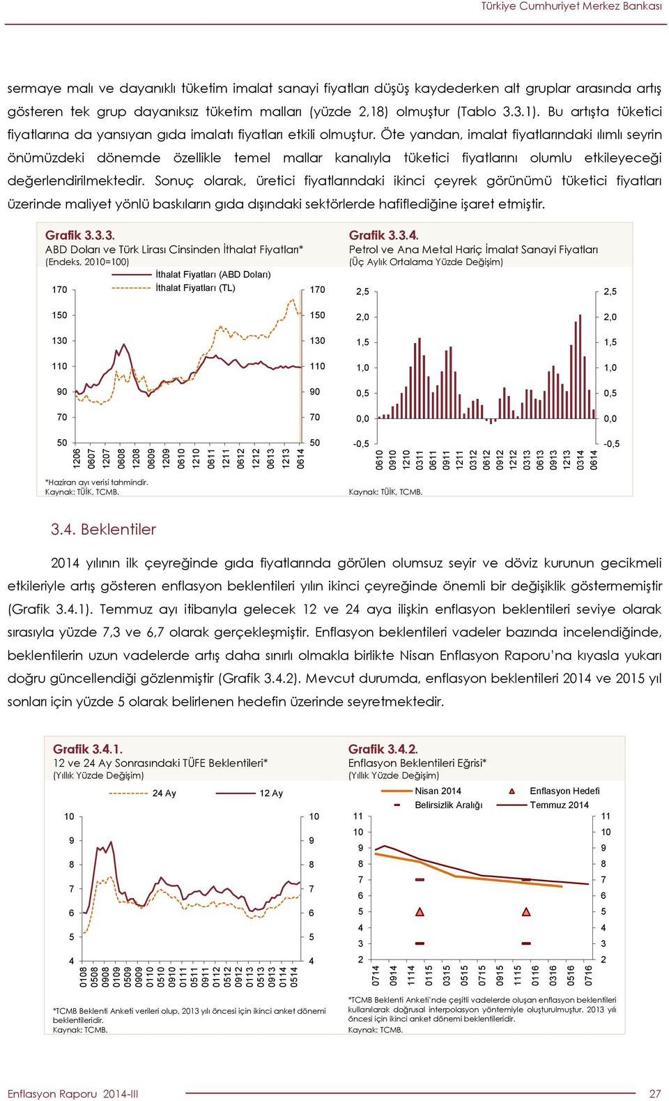 olmuştur (Tablo 3.3.1). Bu artışta tüketici fiyatlarına da yansıyan gıda imalatı fiyatları etkili olmuştur.